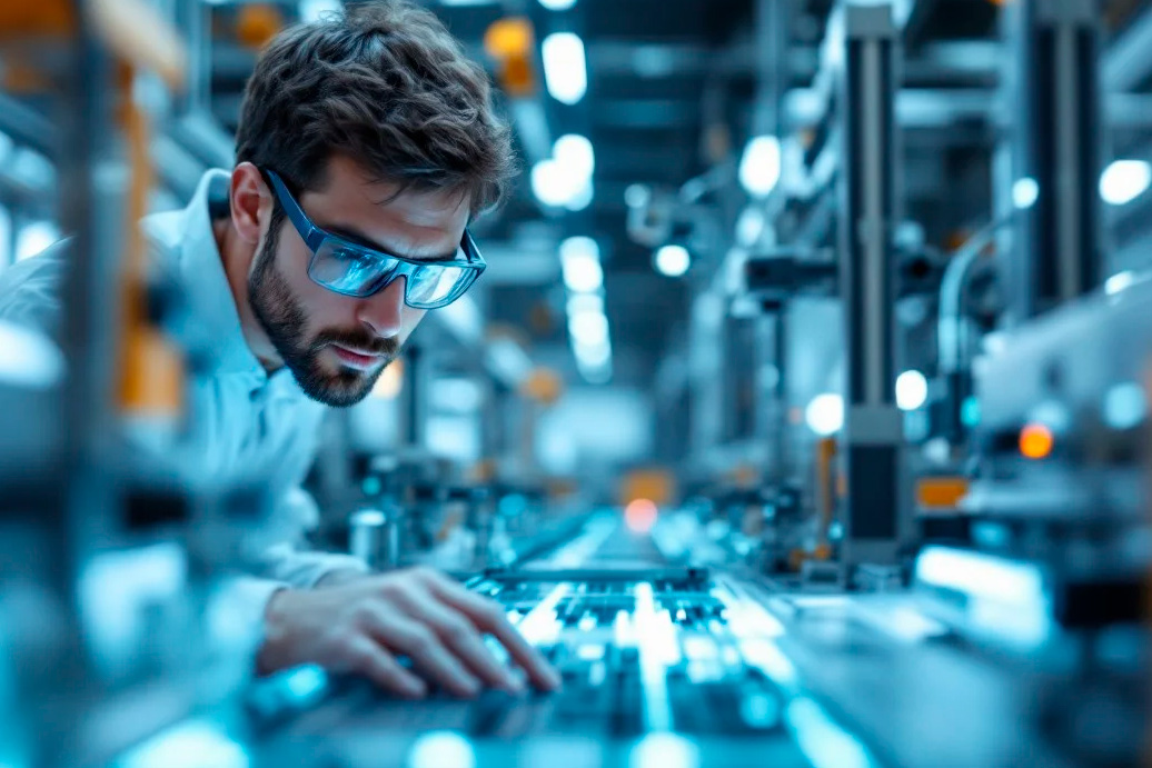 Engineer investigating machine web enhanced